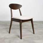 FM30005WN-OT-7PC 7 pc Sargans rich walnut finish wood mid-century modern oval / round dining table set fabric seats