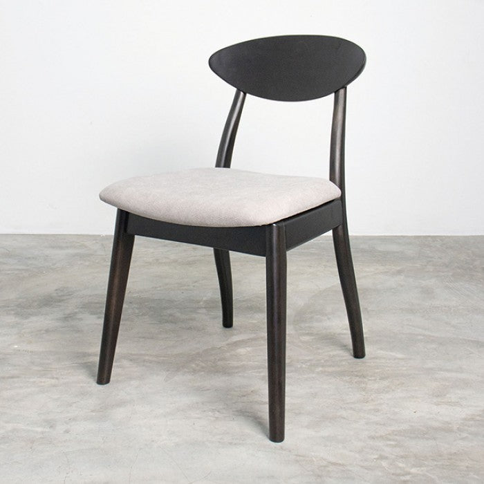 FM30006BK-OT-7PC 7 pc Sargans black finish wood mid-century modern oval dining table set