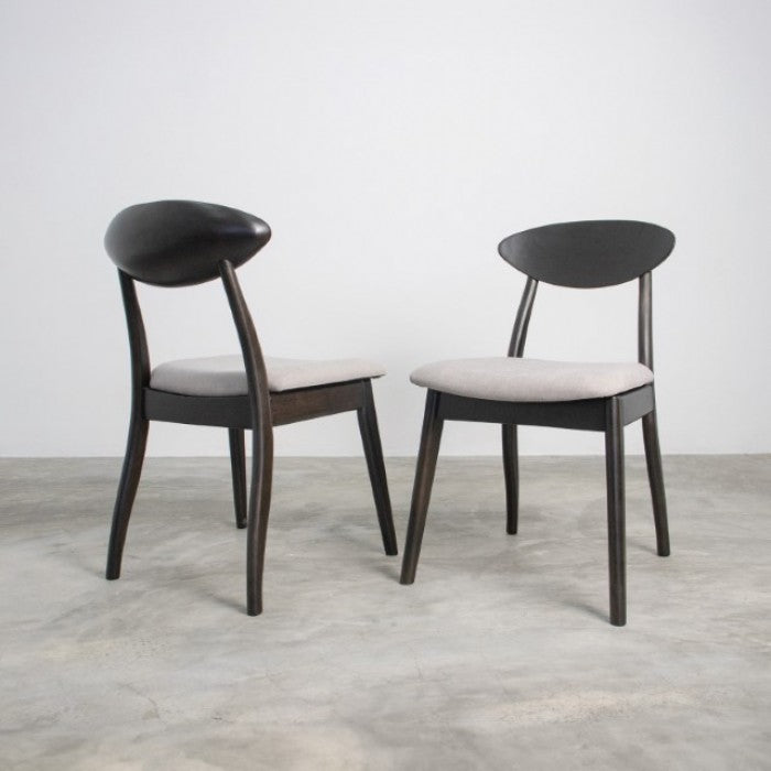 FM30006BK-OT-7PC 7 pc Sargans black finish wood mid-century modern oval dining table set