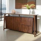 Sargans Rich Walnut Finish Mid-Century Modern Buffet Sideboard Server Cabinet – FM30006WN-SV