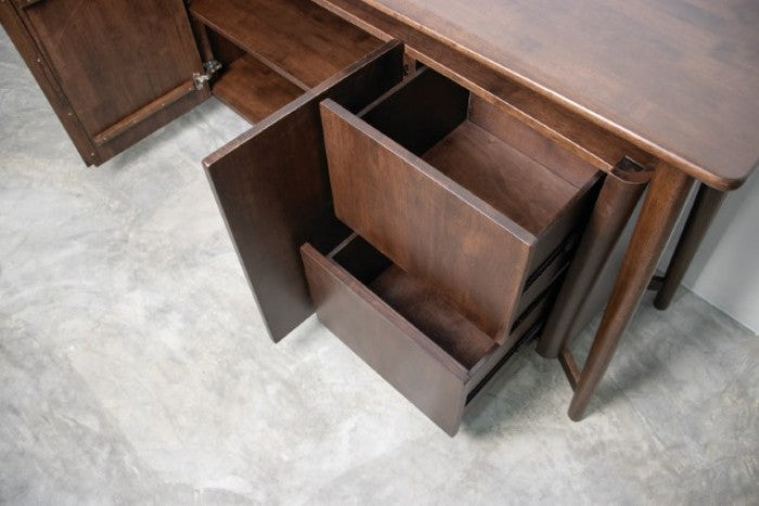 Sargans Rich Walnut Finish Mid-Century Modern Buffet Sideboard Server Cabinet – FM30006WN-SV