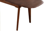 FM30007WN-T-5PC 5 pc Buren rich walnut finish wood mid-century modern 79" dining table set fabric seats