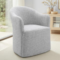 FM3004LG-AC Sema feather grey woven fabric gentle barrel back swivel dining accent chair