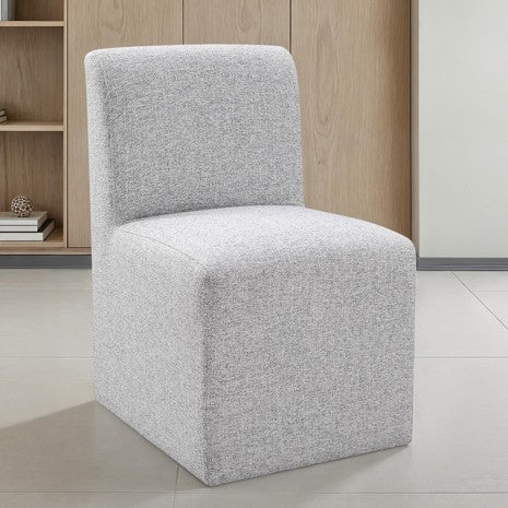 FM3005LG-SC-2PK Tona feather grey woven fabric parson style dining accent chairs with casters