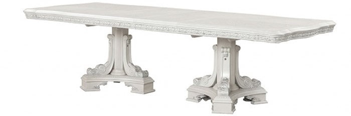 FM31000WH-7PC  7 pc Stella Mia ivory finish wood double pedestal dining table set Astoria grand