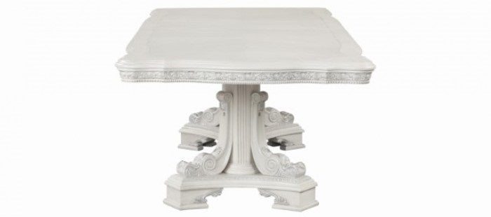 FM31000WH-7PC  7 pc Stella Mia ivory finish wood double pedestal dining table set Astoria grand