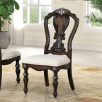 FM31002DB-7PC 7 pc Promenade dark brown finish wood double pedestal carved accents dining table set