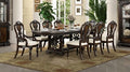 FM31002DB-7PC 7 pc Promenade dark brown finish wood double pedestal carved accents dining table set