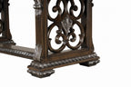 FM31002DB-7PC 7 pc Promenade dark brown finish wood double pedestal carved accents dining table set