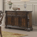 Leovanni Dark Brown Finish Wood Carved Accents Server Sideboard Buffet Cabinet – FM31003DB-SV