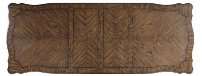 FM31003DB-7PC 7 pc Leovanni dark brown finish wood double pedestal carved accents dining table set