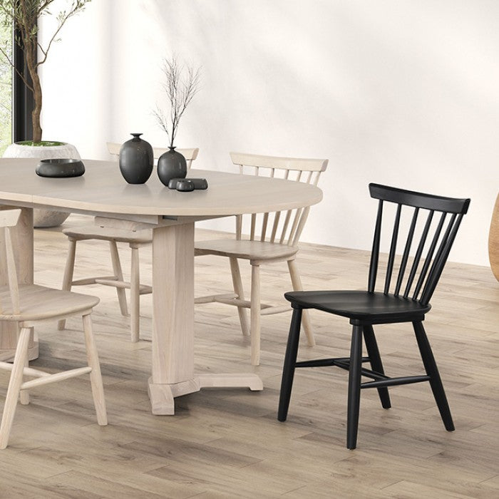 FM3101NT-7PC 7 pc hines white oak finish wood mid-century double pedestal base dining table set