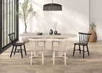 FM3101NT-7PC 7 pc hines white oak finish wood mid-century double pedestal base dining table set