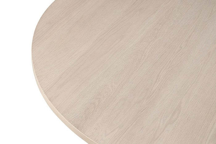 FM3101NT-7PC 7 pc hines white oak finish wood mid-century double pedestal base dining table set