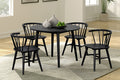 FM3102BK-5PC 5 pc Yate black finish wood mid-century 42" round dining table set spindle back chairs