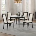 FM32001BK-RT-5PC 5 pc Maidstone black finish wood tapered legs 47" round dining table set with sintered stone top
