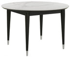 FM32001BK-RT-5PC 5 pc Maidstone black finish wood tapered legs 47" round dining table set with sintered stone top