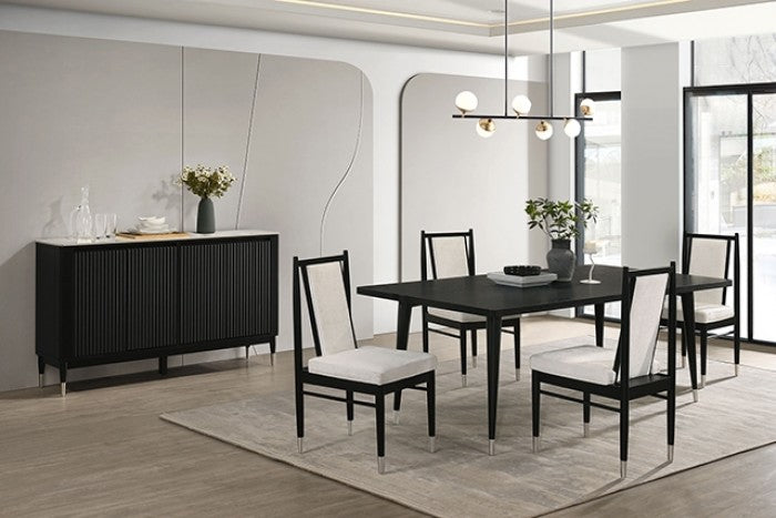 FM32002BK-T-5PC 5 pc Margate black finish wood tapered legs rectangular dining table set