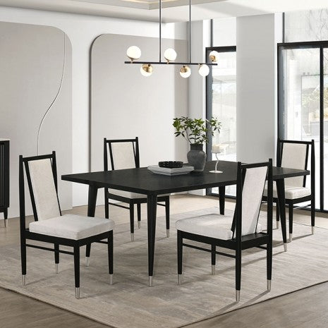 FM32002BK-T-5PC 5 pc Margate black finish wood tapered legs rectangular dining table set