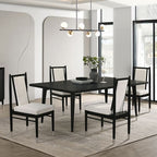 FM32002BK-T-5PC 5 pc Margate black finish wood tapered legs rectangular dining table set