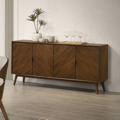 Hillerod Rich Walnut Finish Mid-Century Modern Buffet Sideboard Server Cabinet – FM32004WN-SV