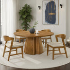 Orsino Walnut Veneer 59" Round Dining Table Set 5-Pc – FM32008WN-5PC