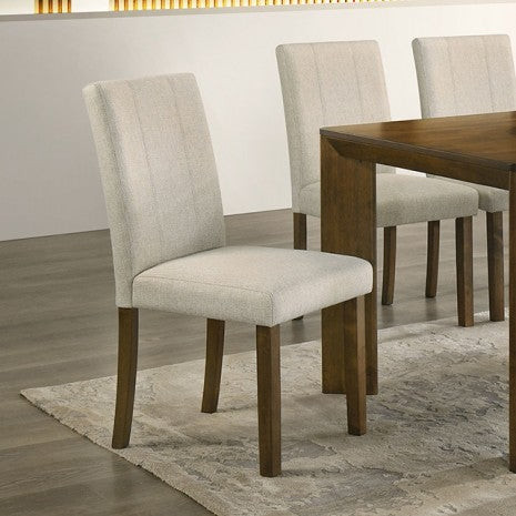 FM32010BR-T-7PC 7 pc Paolino antique brown finish wood tapered legs rectangular mid-century modern dining table set