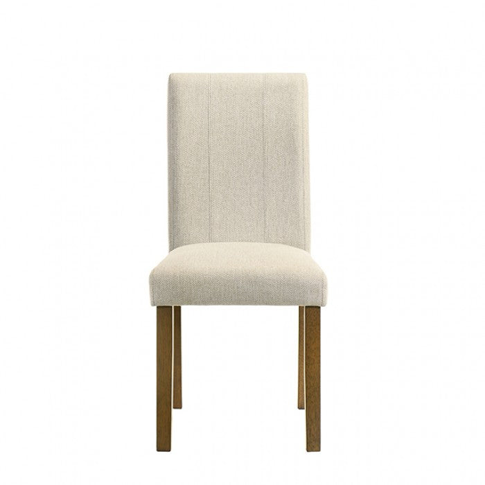 FM32010BR-T-7PC 7 pc Paolino antique brown finish wood tapered legs rectangular mid-century modern dining table set