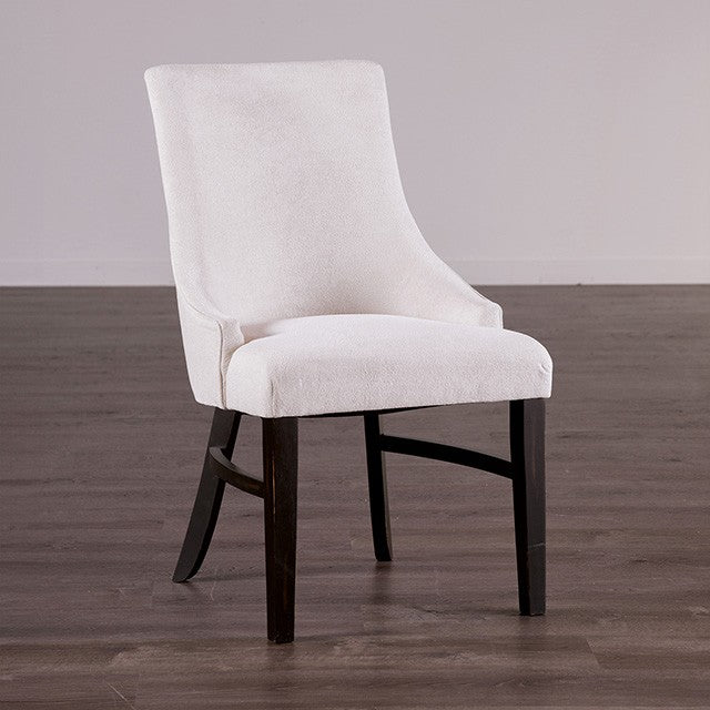FM3200BK-CH-2PK Set of 2 Gosport black finish wood scoop beige fabric side chairs