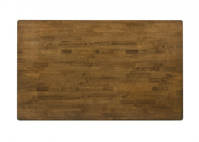 FM32010BR-T-7PC 7 pc Paolino antique brown finish wood tapered legs rectangular mid-century modern dining table set