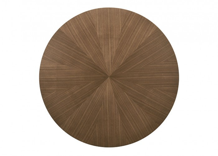 FM32011WN-RT-5PC 5 pc Raissa walnut finish wood tapered legs 52" round mid-century modern dining table set