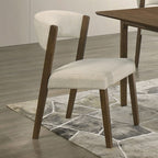 FM32011WN-RT-5PC 5 pc Raissa walnut finish wood tapered legs 52" round mid-century modern dining table set