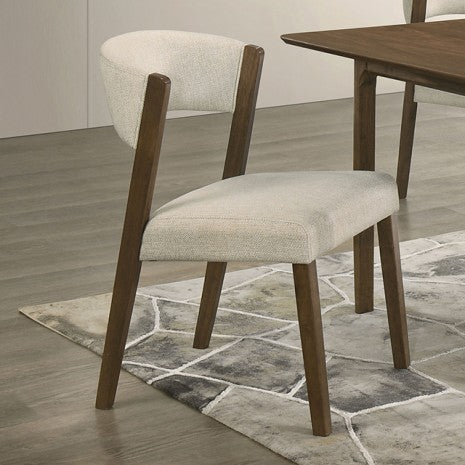 FM32011WN-RT-5PC 5 pc Raissa walnut finish wood tapered legs 52" round mid-century modern dining table set