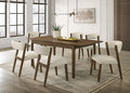 FM32011WN-T-7PC 7 pc Raissa walnut finish wood tapered legs rectangular mid-century modern dining table set