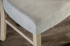 FM3201GY-7PC 7 pc Keynes grey finish wood dining table set fabric seats