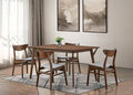 FM3210WN-T-5PC 5 pc Skien walnut finish wood mid-century modern dining table set wood back chairs