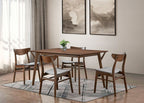 FM3210WN-T-5PC 5 pc Skien walnut finish wood mid-century modern dining table set wood back chairs