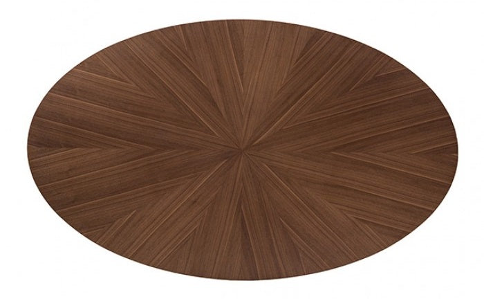 FM3211WN-T-5PC 5 pc Ebikon walnut finish wood oval mid-century modern dining table set