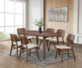 FM3212WN-T-7PC 7 pc Narvik walnut finish wood mid-century modern dining table set wood back chairs