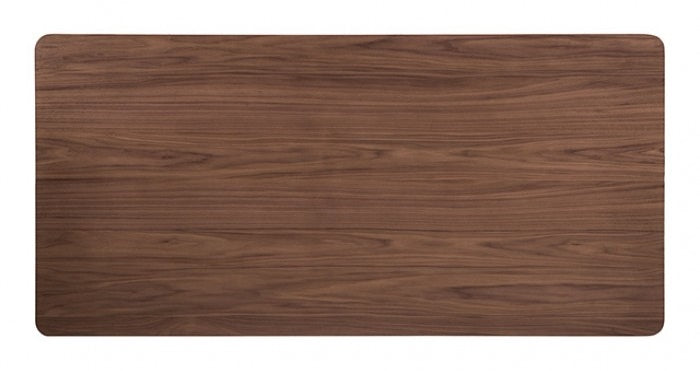 FM3213WN-T-5PC 5 pc Viken walnut finish wood mid-century modern dining table set curved panel back