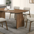 FM3217WN-T-7PC 7 pc Alnwick walnut finish wood mid-century modern dining table set curved base legs