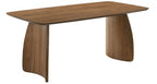 FM3217WN-T-7PC 7 pc Alnwick walnut finish wood mid-century modern dining table set curved base legs