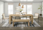 FM3220AK-T-6PC 6 pc Edenbridge oak finish wood dining table set with bench