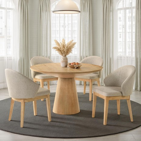 FM3222AK-RT-5PC 5 pc Tottenham light oak finish wood tapered pedestal base contemporary 48" round dining table set