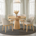 FM3222AK-RT-5PC 5 pc Tottenham light oak finish wood tapered pedestal base contemporary 48" round dining table set