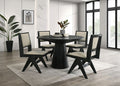 FM3222BK-5PC 5 pc Tottenham black finish wood contemporary 48" round dining table set