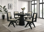 FM3222BK-5PC 5 pc Tottenham black finish wood contemporary 48" round dining table set