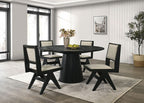 FM3222BK-5PC 5 pc Tottenham black finish wood contemporary 48" round dining table set