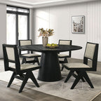 FM3222BK-RT-59-5PC 5 pc Tottenham black finish wood contemporary 59" round dining table set