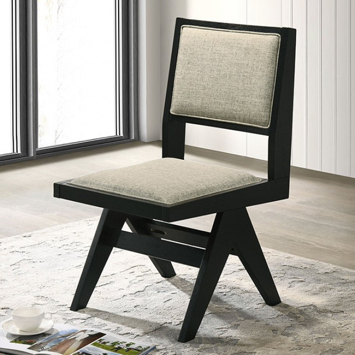 FM3222BK-RT-59-5PC 5 pc Tottenham black finish wood contemporary 59" round dining table set